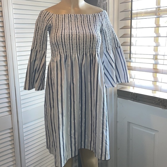 SAM EDELMAN Metallic StripeOff the Shoulder Dress - Picture 8 of 12